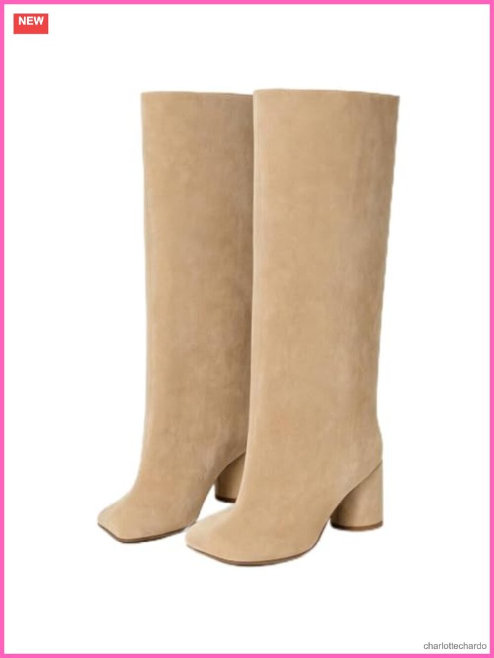 Vivianly Women's Wide Calf Suede Knee High Boots Square Toe Block Heel